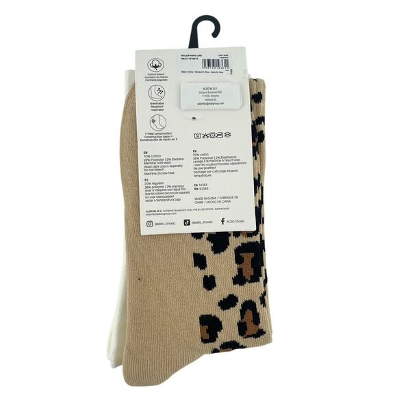 ALDO “Not Your Basic Wild” Leopard & Tiger Crew Socks 2-Pair NWT, Animal Print - Picture 7 of 11
